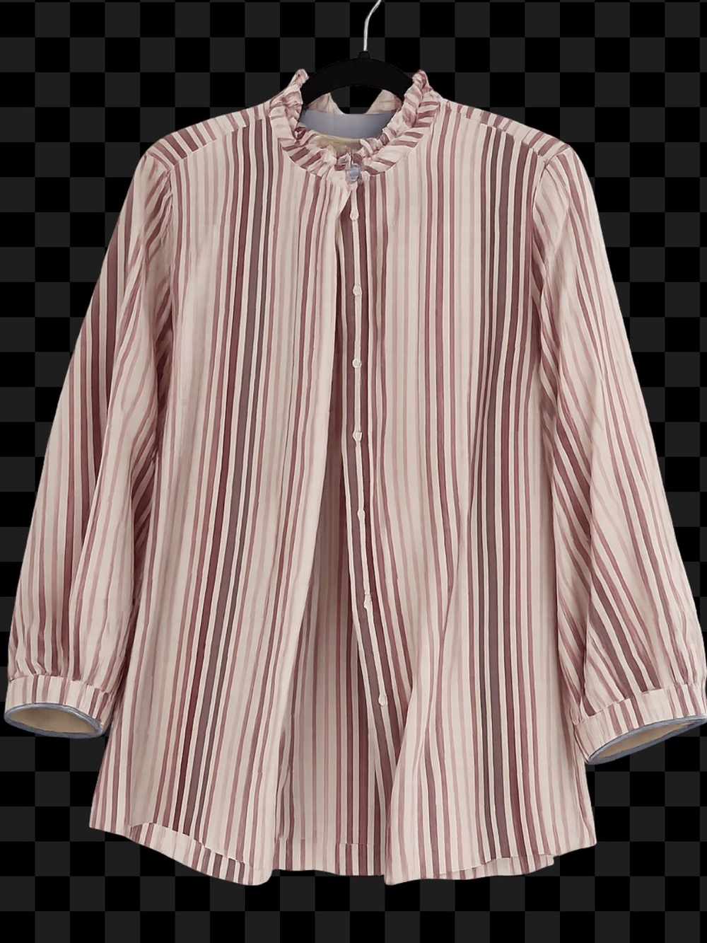 Noa Noa Striped Ruffle-Collar Blouse in Pink Size 40